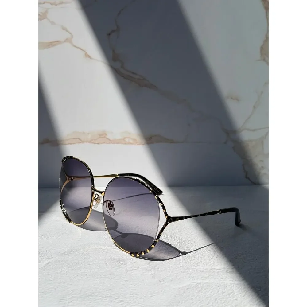 Gucci Oversized Round Sunglasses in Tortoiseshell and Brown